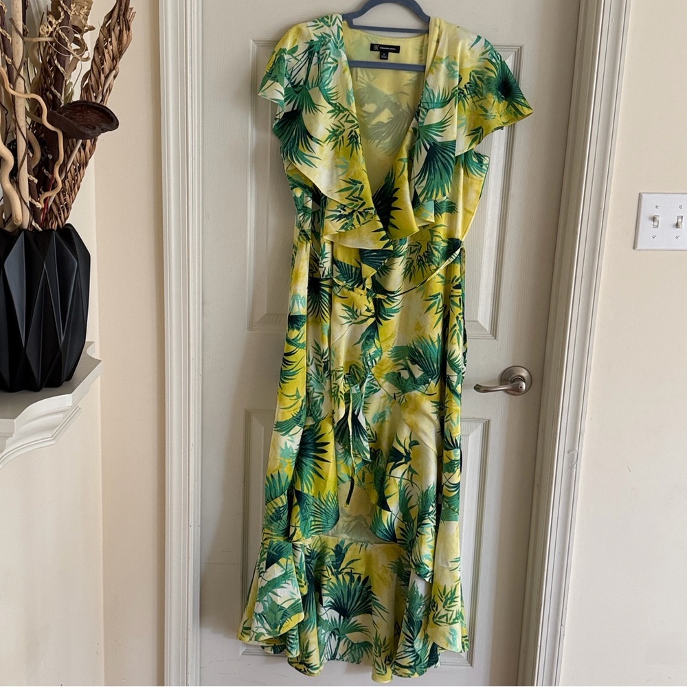 I.N.C Maxi Wrap Tropical Vacation Maxi Vibrant Dress Beach Cocktail Party